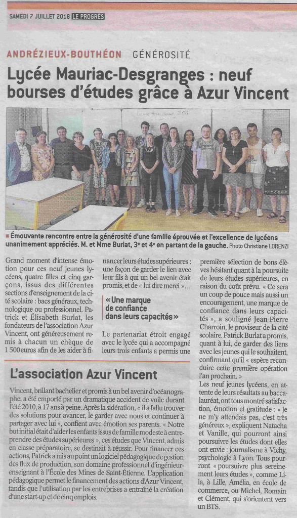 Azur Vincent Le Progres juillet 2018